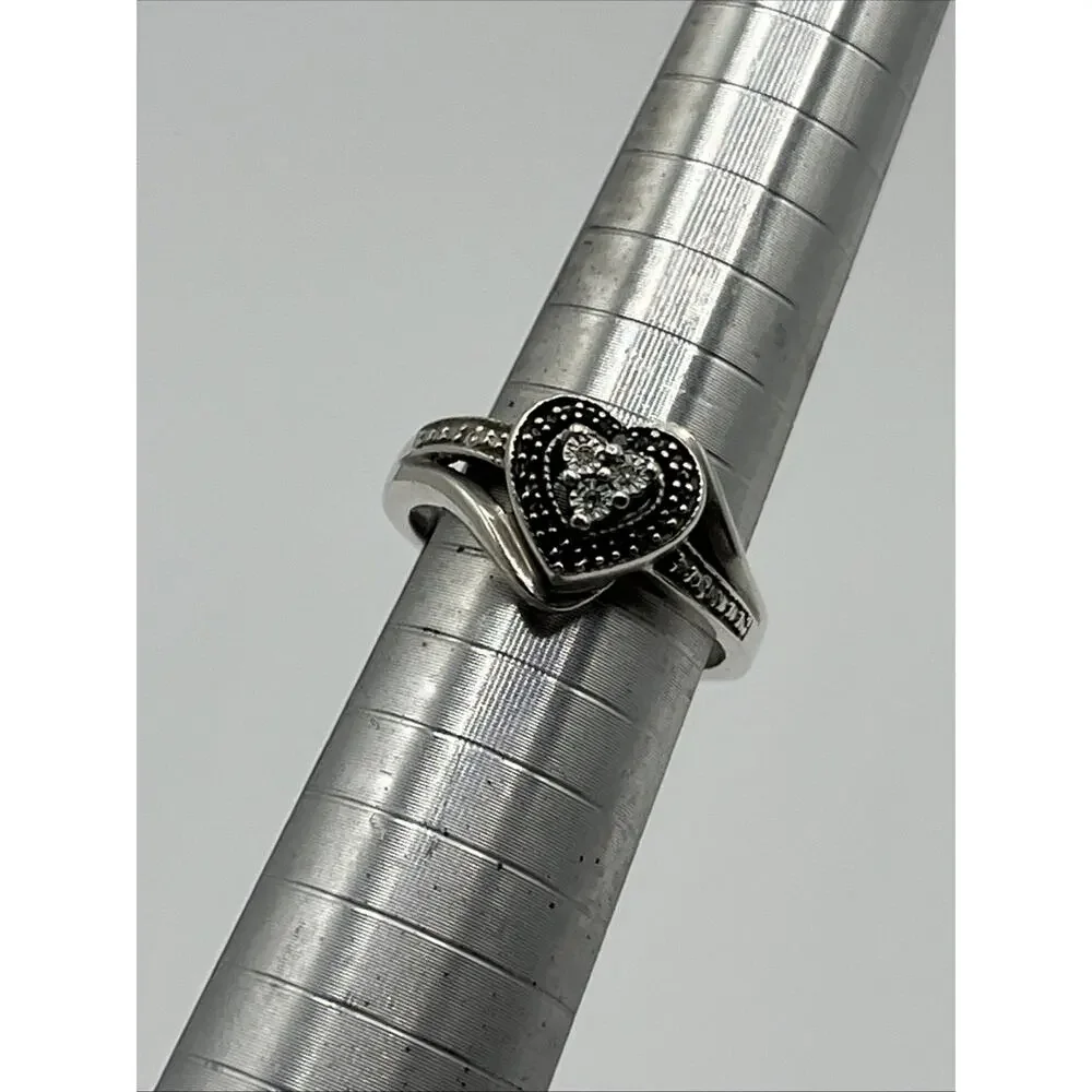 Sterling Silver Size 7 Elevated Heart Ring 925 Vintage